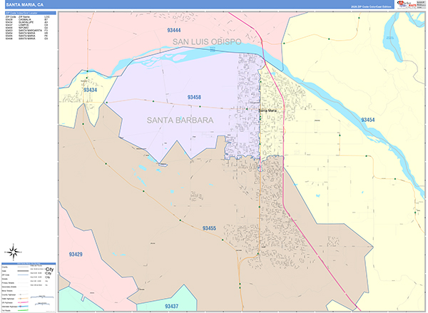 Santa Maria Wall Map